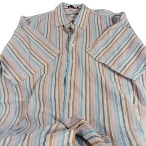 Alan Flusser 100% Linen Button Up Shirt Sz. 2XL Coastal Beach Vacation